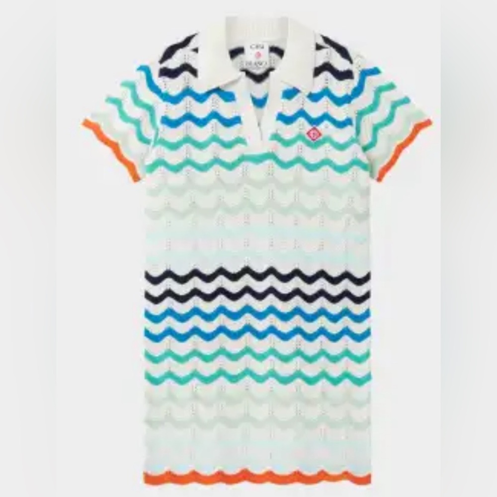 Girl's Beach Club Crochet Wave Knit Dress